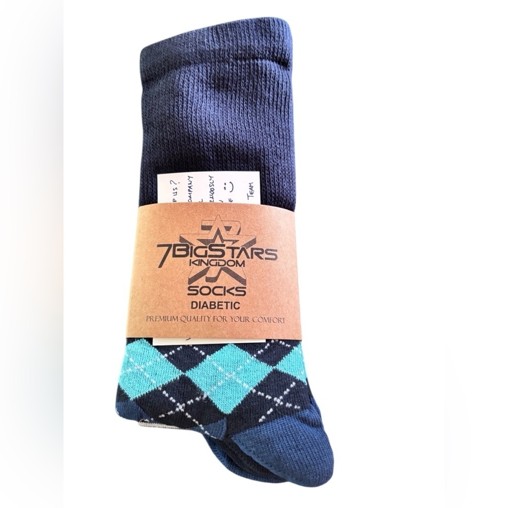 7 BigStars Kingdom Diabetic Socks 5 Pack Sz XL Shoe 12-15 Sock 13-15 Blue NIP